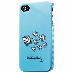 送料無料★スマホケース カバー iPhone4 4s KEITH HARING ブルー