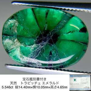 宝石鑑別書付き 天然　トラピッチェ エメラルド　コロンビア産　Colombia 5.546ct 縦14.40㎜×横10.05㎜×高さ4.65㎜ 247S