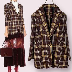 未使用 正規ジャパンタグ BURBERRY バーバリー ブレザー 1B テーラードジャケット UK10 レディース チェック柄 ウールツイル生地