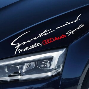 アウディ Sports mind ステッカー(大)銀白■Audi A1 A3 A4 B5 B6 B7 B8 A5 C5 A6 C6 c7 A7 A8 A1 V8 Q3 Q5 Q7 SQ5 S-line RS