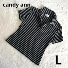 candy ann 襟付き　ボーダーカットソー　ポロシャツ　L