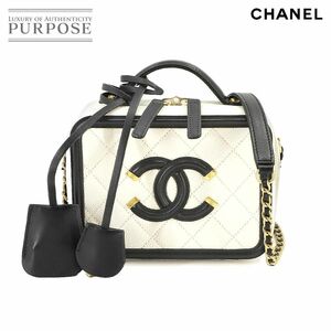 新品同様 シャネル CHANEL CCフィリグリー 2way スモール バニティ ショルダー バッグ キャビアスキン ホワイト ブラック A93342 90225469