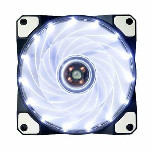 【vaps_4】CPUクーラー用 冷却ファン 12cm 《ホワイト》 光る LED ライト 静音 ケースファン 送込