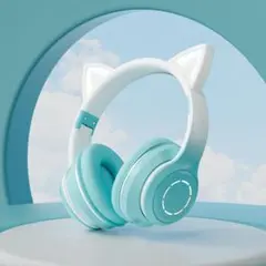 猫耳 ヘッドホン 可愛い 無線 対応 Bluetooth ワイヤレス グリーン