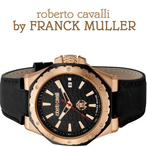 新品1円 フランクミュラー＆ロベルトカヴァリWネーム100m防水 本革ベルト【roberto cavalli BY FRANCK MULLER】腕時計スイス製 新品 本物