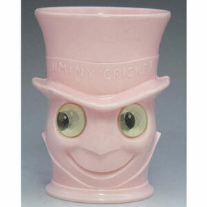 ディズニー　ジミニー　ピノキオ　ヴィンテージカップ（ピンク）　1970年代　プラスチック製　角度により目が動く