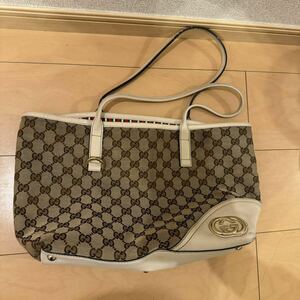 グッチ トート ショルダー バッグ ニューブリット GG アビー 白169946GUCCI GG柄 GGキャンバス 