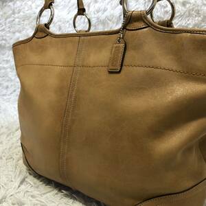 1円〜【美品】COACH コーチ メンズ レディース トートバッグ 肩掛け A4 大容量 書類 かばん 鞄 通勤 通学 ビジネス レザー 本革 ブラウン系