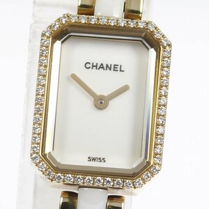 ☆良品★保証書付き【CHANEL】シャネル プルミエール K18YG ダイヤベゼル H2435 クォーツ レディース_711564