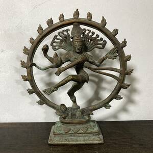 金属工芸　シヴァ神　踊り　銅像　高さ21.5cm　重さ942g　/　ヒンドゥー　シヴァ信仰　仏像　銅器　インド　ネパール