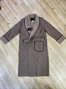 レトロ Lindaur DELUXE RoBe こげ茶 Mサイズ NEW WOOL 100％ リンドール ローブ ホームウエア 長期保管品 ☆ちょこオク☆100