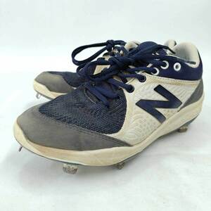 【中古】ニューバランス 野球スパイク 埋め込み金具 樹脂底 26cm ネイビー L3000TN5 メンズ NEW BALANCE シューズ袋付き