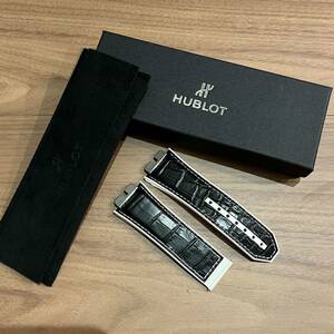 美品44%OFF☆ HUBLOT ウブロ クロコダイル ワンクリック 45mm 44mm ウニコ UNICO ストラップ ベルト アリゲーター ラバー 定価92,400 黒 白