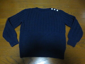 Ｉｎｐａｉｃｈｔｙｓ　Ｋｅｒｒｉ　インパクティスケリー　長袖　編み込みニットセーター　飾りボタン付き　Ｓ　紺系