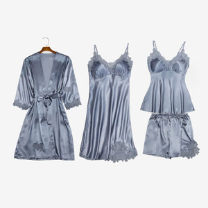 ☆ ブルーグレー ☆ Lサイズ ☆ ナイトウェア 4点セット nightwear929l4 ルームウェア レディース おしゃれ ナイトウェア 部屋着 パジャマ