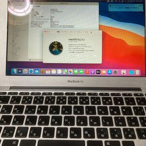 Apple macbook air 11インチ(11-inch,Mid 2013) corei5 メモリ 4GB SSD256GB ACあり　バッテリーあり