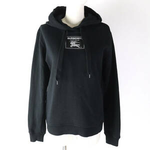 良品△BURBERRY バーバリー 2023年製 8063475 PRORSUM LABEL HOODIE ロゴ フーデッド スウェット パーカー ブラック M 正規品 レディース