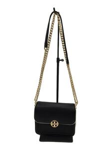 TORY BURCH◆ショルダーバッグ/レザー/BLK/無地