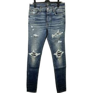 AMIRI (アミリ) MX1 CLAY INDIGO Knee Damaged Design Denim Pants (blue)