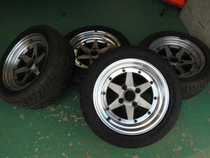 正規品★スプリンタートレノ　カローラレビンレビン AE86 イニシャルD★ロンシャンホイール 15x7.0J +11 114.3　RE-01タイヤ195/50R15 