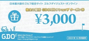 ゴルフダイジェストオンライン 株主優待券 GDO ゴルフショップ クーポン券 3000円分