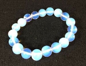 【Premio Fortuna】オパールブレスレット　オパール(蛋白石)10ミリ珠を使用 非宝石品質 白と透明とブルーのグラデーション 50165■■