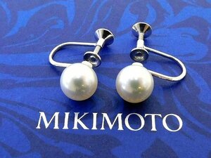 美品 ミキモト イヤリング ■ パール 約7.3mｍ K18 ＷG ホワイトゴールド レディース アクセサリー MIKIMOTO □6C マニ100