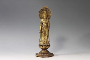 【英】B146 時代 白鳳金銅仏 H35.8㎝ 仏教美術 中国 朝鮮 日本 銅製 銅器 佛像 置物 骨董品 美術品 古美術 時代品 古玩