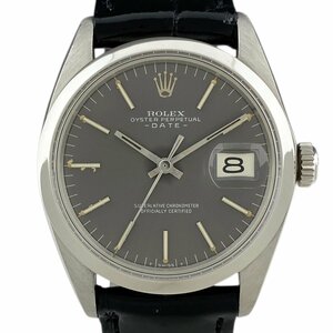 ロレックス ROLEX オイスターパーペチュアル デイト 1500 腕時計 SS レザー 自動巻き グレー ボーイズ 【中古】