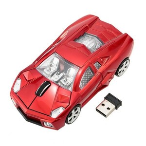 【新品】ワイヤレスマウス ランボルギーニ 車 自動車（レッド）赤 Red