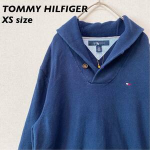 トミーヒルフィガー　ニット　セーター　ショールカラー　フラッグロゴ　男女兼用　TOMMY HILFIGER プルオーバー　コットンニット　XS