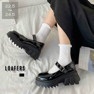 ローファー レディース 厚底靴 韓国風 23.5cm（37） ブラック