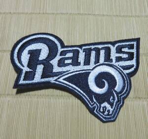 巻角羊■紺白　英語ロゴ◆新品NFL　ロサンゼルス・ラムズLA Rams刺繍ワッペン ◆アメリカ　スポーツ◎アメフト　アメリカンフットボール◆