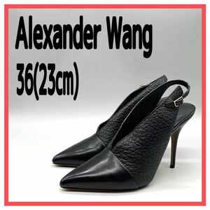 レディース Alexander Wang（アレキサンダーワン）バックストラップ サンダル パンプス レザー ブラック 黒 36 23cm シューズ 