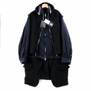 UNDERCOVER アンダーカバー 21AW 縮絨レイヤードブルゾンコート 3 ブラック ネイビー