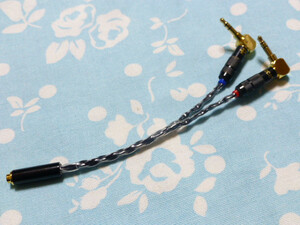 2.5mm4極 (メス) → 3.5mm×2 PHA-3 SU-AX01 TA-ZH1ES L字 直角タイプ 変換ケーブル 7N OCC 純銀コート 八芯 ブレイド編み 10cm 黒色ver