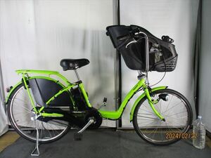 Ｄ332　★整備済み　中古電動自転車　Panasonic　ギュット　グリーン　F22R26インチ　3人乗り対応★【8.9Ahバッテリー良好】