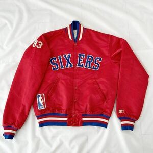 80s 90s NBA Philadelphia SIXERS 76ers ナイロン スタジャン STARTER USA製 （ ビンテージ 80年代 90年代 シクサーズ チーム バスケット