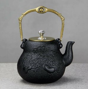 高品質◆ひょうたん型鉄瓶 手作り鉄 やかんを沸かす お茶の道具 南部鉄器 鉄壺 900ML