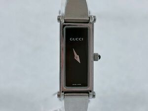 稼動品 GUCCI 1500L バングルウォッチ レディース クオーツ 黒文字盤 ブラック×シルバー グッチ 腕時計 195487