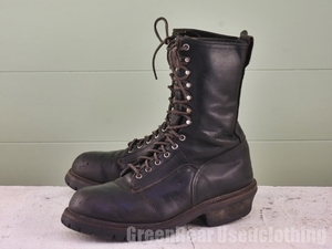 X749◆USA製【レッドウィング RED WING】ビンテージ ワークブーツ 良い味 スチールトゥ ワイズ細め 黒 ブラック メンズ 11.5D 29.5cm