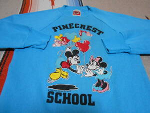 １９８０年代製MICKEY MOUSE PINECREST SCHOOL WALT DISNEY ミッキーマウス ディズニーランド ビンテージ スウェット MADE IN USA VINTAGE 