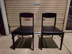 【KEYUCA ケユカ】ダイニングチェア　木製　レザー椅子 　２脚セット売り　中古　在庫一掃