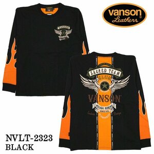 【SALE！30%OFF！】VANSON バンソン　天竺 長袖Tシャツ　NVLT-2323－ブラックーXXLサイズ