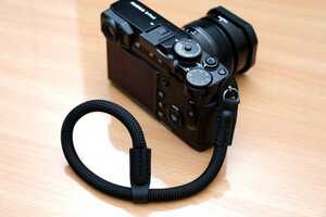 ロープ ハンドストラップ 黒 カメラストラップ 一眼レフ ミラーレス レザー 送料無料