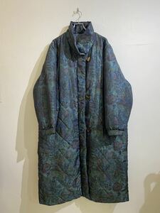 vintage nylon print long coat 古着 ビンテージ ナイロンコート ロングコート プリントコート 80s 90s 総柄 キルティングコート 希少