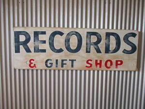 ビンテージサイン木製看板　検）RECORDSHOPアドバタイジングガレージレコードショップレーベルアナログSOULFUNKR&R&BUSA50s60s70s80s