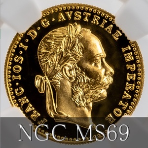 【眩いばかりの輝き準最高鑑定】1915年 オーストリア 1ダカット DUCAT 金貨 NGC MS69 RESTRIKE リストライク フランツヨーゼフ1世 双頭の鷲