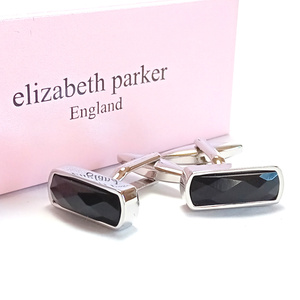 【epc65】新品　ELIZABETH PARKER 　エリザベスパーカー　カフス　カフリンクス　定価7,700円　シルバー×ブラック　黒