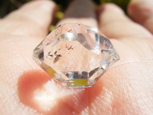 7127 ハーキマーダイヤモンド 超超極美美12.9mmの超超クリア美透明水晶クリア＆炭粉鏡面銀河